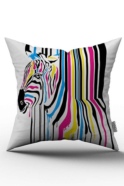 Cango Home White Blue Pink Zebra Throw Pillow Pillow Case - Cgh033
