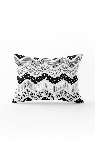 Cango Home Față de pernă modernă dublă 35x50 cu dungi alb-negru - Cgh060-3550