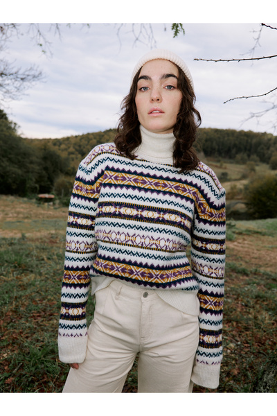 Mudo Jacquard Fishing Collar Knitting Sweater