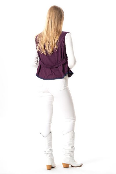 Eliş Şile Bezi Асиметричний безрукавний атласний жилет - осінньо-зимовий віскозний трикотаж, бордовий