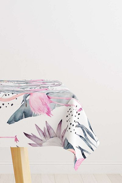 Cango Home Hanorac de birou cu imprimare digitală cu model flamingo tropical alb roz Otyk610-ms