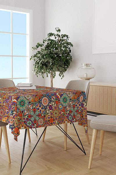 Cango Home Orange Multi-Colored Retro Vintage Patterned Digital Printed Desk Top Otyk010-ms