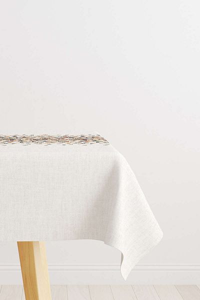 Cango Home Cream Brown Ramadan Themed Decorative Patterned Digital Printed Tablecloth Cgh1294-ms