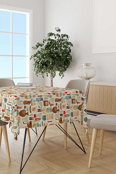 Cango Home Hanorac de birou cu imprimare digitală cu model de obiecte decorative multicolore alb Cgh602-ms