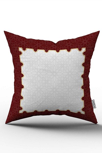 Cango Home Red and White Ramadan Themed Decorative Patterned Digital Printed Throw Pillow Cover CGH1313