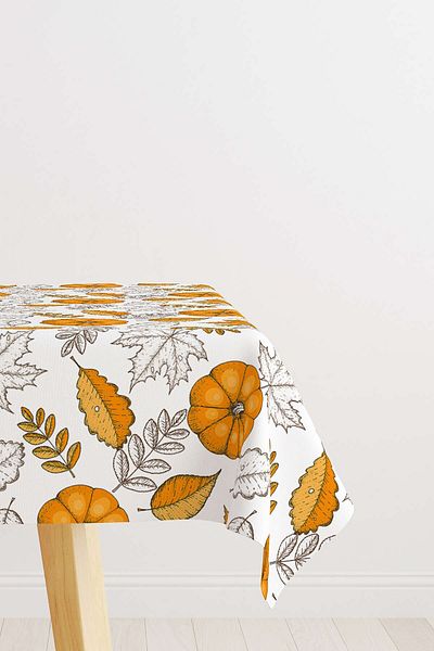 Cango Home Orange Halloween Pumpkin Patterned Digital Printed Tablecloth Cgh760-ms