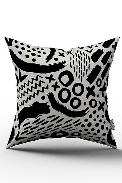 Cango Home Față de pernă cu două fețe alb-negru cu model geometric modern - Cgh105-ct