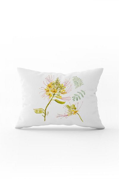 Cango Home Față de pernă cu două fețe, 35x50, albă, galbenă, florală - Cgh036-3550