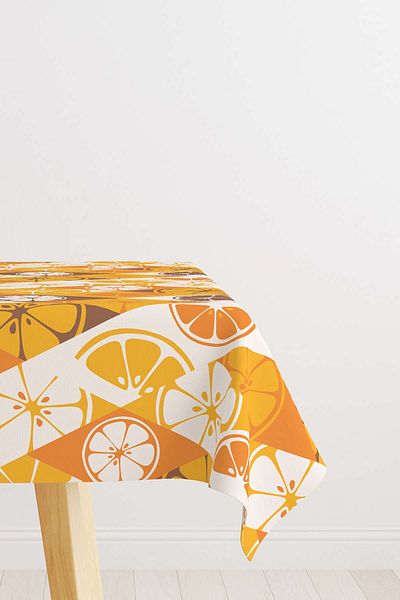 Cango Home Yellow Orange Lemon Patterned Digital Printed Tablecloth Oytyk915-ms