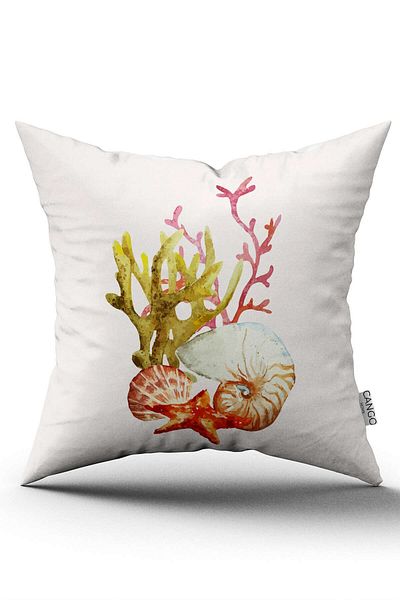 Cango Home Double Sided Orange Yellow Marine Patterned Digital Printed Throw Pillow Cover Cgh1169