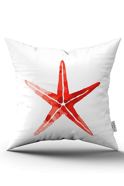 Cango Home Double Sided Red White Marine Pattern Digital Printed Throw Pillow Cover Cgh1238
