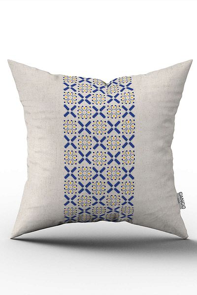 Cango Home Husă de pernă decorativă cu două fețe, albastru, galben - imprimată digitală Cgh1051