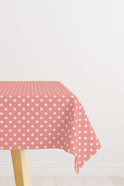 Cango Home Pink and White Polka Dot Tablecloth Cgh200-ms