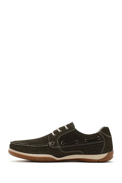 Derimod Khaki Nubuck Leather Men's Casual Shoes - Lace-up 24sfd6702v3