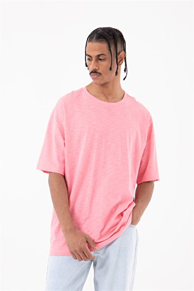 Machinist Men's Flaming Basic Oversize Pink T-shirt