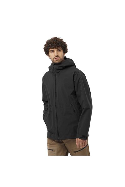 Salomon معطف واق من المطر أسود للرجال من Outerpath 2.5l Wp LC2211400