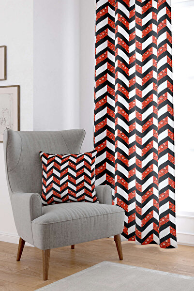 Cango Home Червоно-чорні геометричні цифрові друковані штори Cgh272-pr