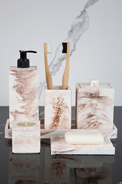 betonmall Σετ μπάνιου από σκυρόδεμα 7 τεμαχίων Σετ Διανομέας στερεού υγρού σαπουνιού Βάση οδοντόβουρτσας Θυμιατήριο Θυμιατήριο Δίσκος παρουσίασης