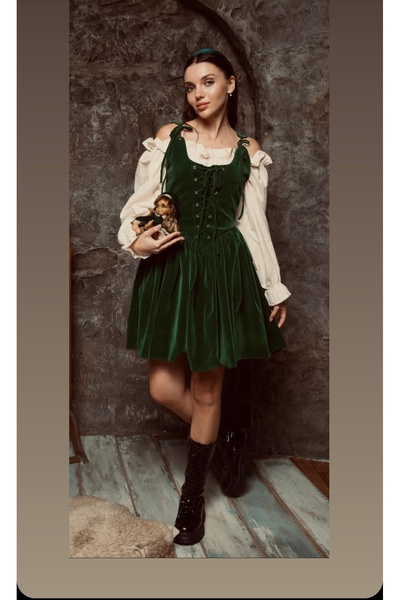 Asushvintage Kadife mini bluzlü elbise