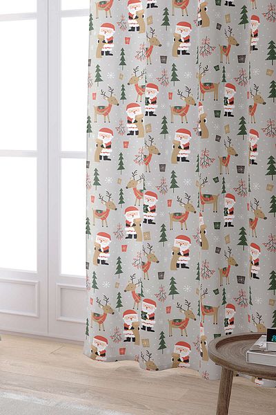 Cango Home Red Gray Christmas Themed Digital Printed Curtain Cgh920-pr