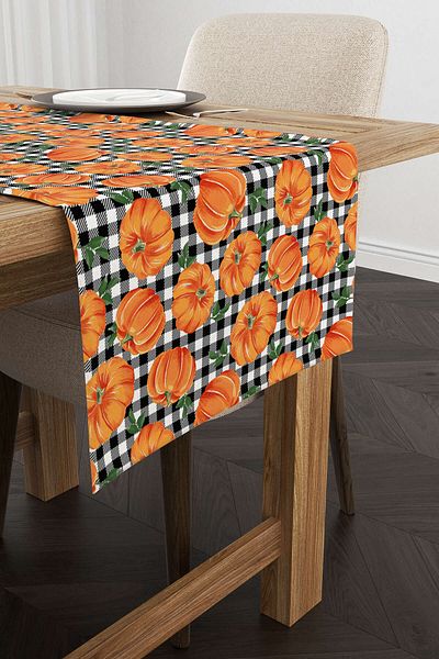 Cango Home Orange Halloween Pumpkin Patterned Digital Printed Runner Cgh751-rn