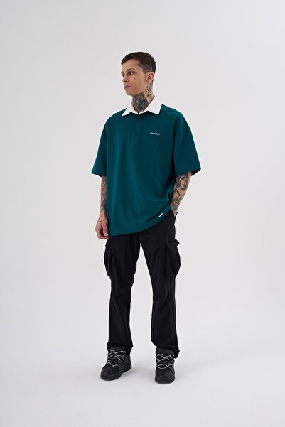 Machinist Men's Basic Oversize Oil Ecru Polo Collar T-shirt