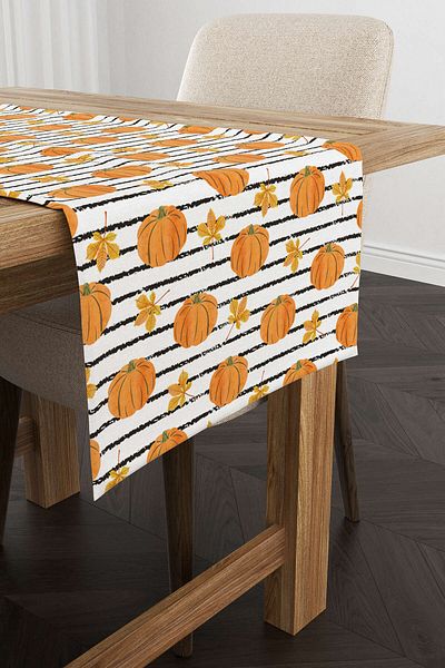 Cango Home Orange Halloween Pumpkin Patterned Digital Printed Runner Cgh761-rn