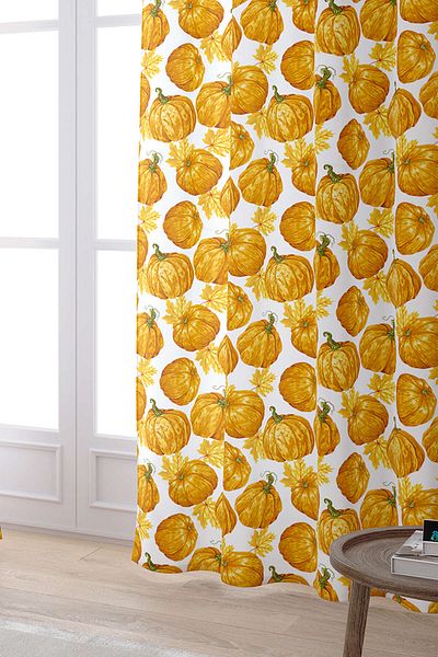 Cango Home Orange Halloween Pumpkin Patterned Digital Printed Curtain Cgh762-pr
