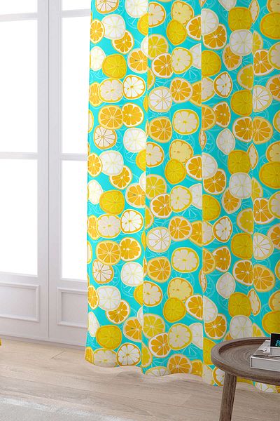 Cango Home Yellow Green Lemon Patterned Digital Printed Curtain Oytyk919-pr
