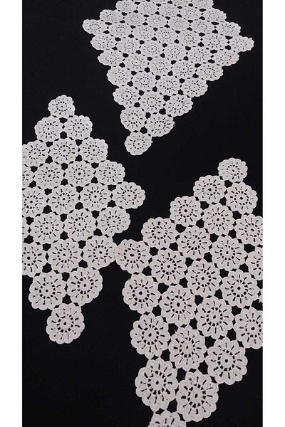 Papatyam 2 Pieces Lace Set - Hand Knitted Crochet (30X18 Cm, 44X25 cm), Vintage/Antique