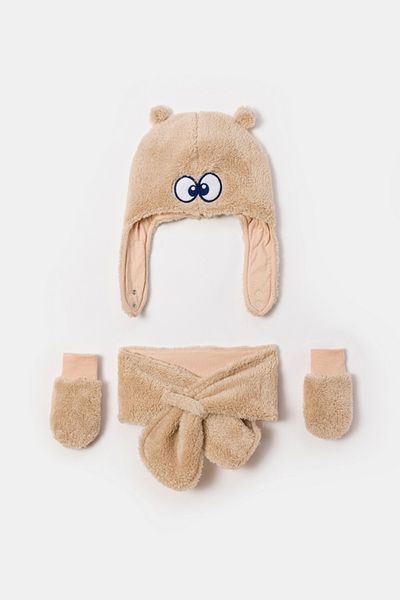 Woody Set of Scarf & Hat-Lws - 127-Cream
