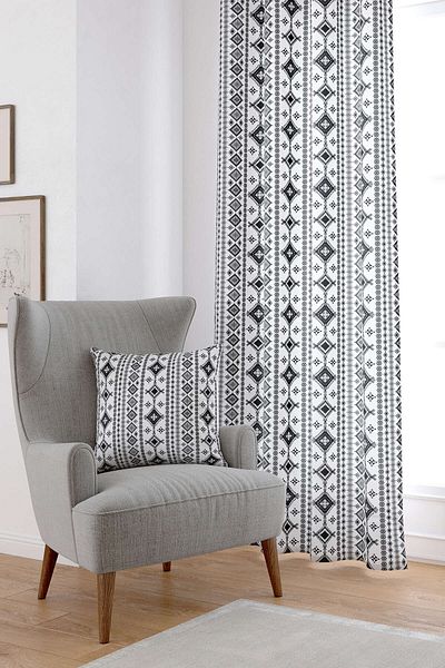 Cango Home Ασπρόμαυρη Ψηφιακή Εκτυπωμένη Κουρτίνα Bohemian Cgh501-pr