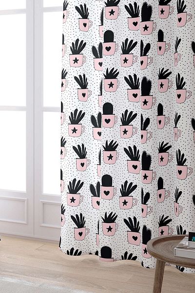 Cango Home White Black Pineapple Patterned Digital Printed Curtain Cgh581-pr