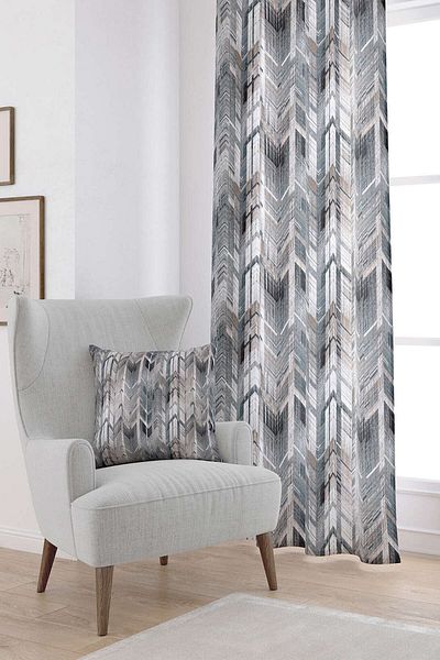 Cango Home Cortina imprimată digital cu model geometric alb gri Cgh082-pr
