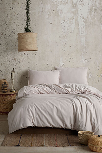 Koza Home Σετ Παπλωματοθήκη Boho Simple Natural Cream 100% Βαμβάκι Μονό 100 X...