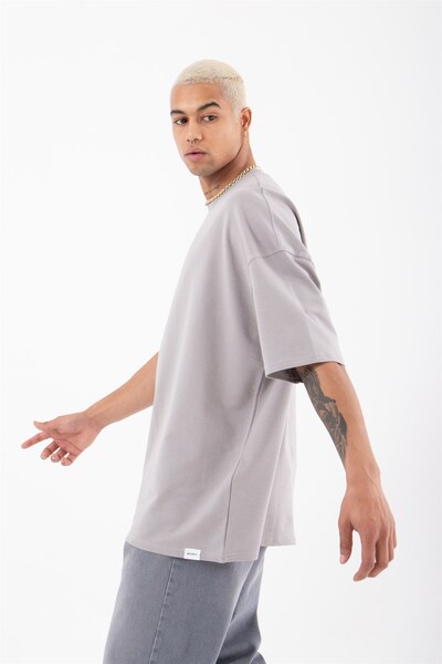 Machinist Ανδρικό μπλουζάκι oversized Basic Organic Fabric σε ανοιχτό γκρι χρώμα