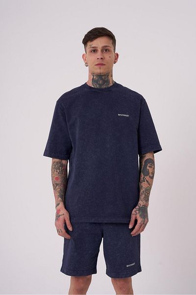 Machinist Ανδρικό μπλουζάκι Luxury Washed Basic Relaxed Navy Blue Cloudy T-shirt
