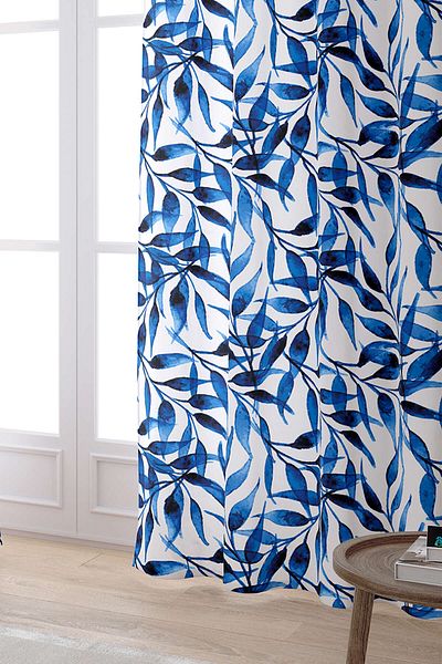 Cango Home Cortina imprimată digitală cu model floral albastru și alb Yst03-pr