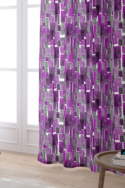 Cango Home Purple White Abstract Decorative Digital Printed Curtain Cgh263-pr