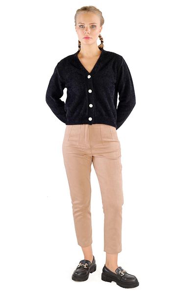Rays 24170 Detaliu nasturi Cardigan scurt cu barbă Negru