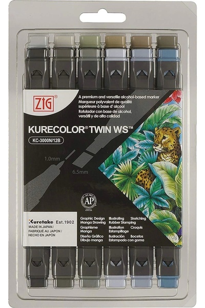Zig Kurecolor Twin Ws Marker Gray Color 12li Set 12b7