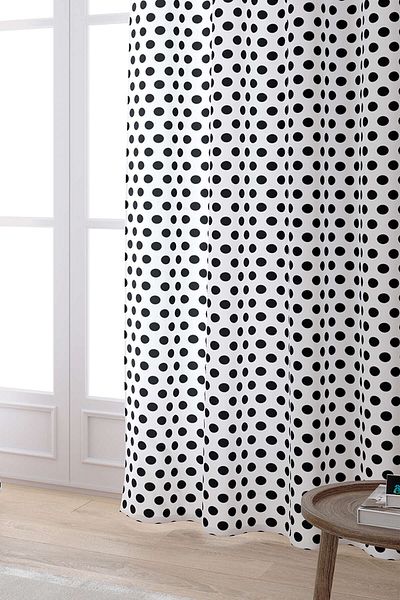 Cango Home White Black Polka Dot Patterned Digital Printed Curtain Cgh1040-pr