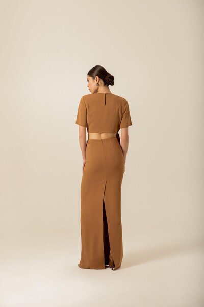 rue Μπλούζα Camel με λεπτομέρεια με κορδόνια