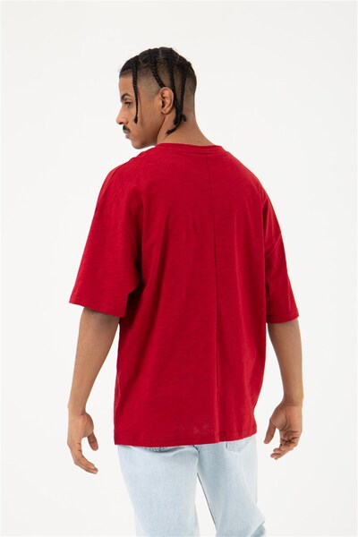 Machinist Ανδρικό μπλουζάκι Flamlı Basic oversized Claret Red