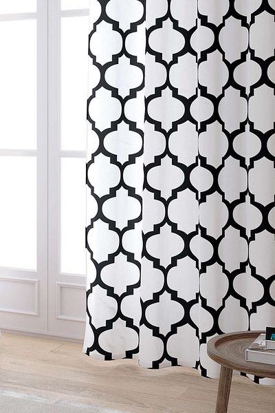 Cango Home White Black Modern Geometric Patterned Digital Printed Curtain Otyk551-pr