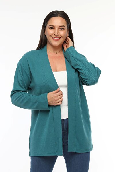 Ebsumu Women's Plus Size Ribbed Loose Cardigan