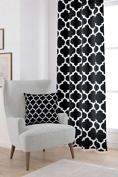 Cango Home Black and White Modern Geometric Patterned Digital Printed Curtain Otyk552-pr