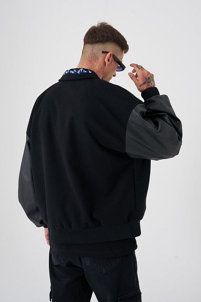 Machinist Men's Solid Mc Oversize Black Bomber Jacket