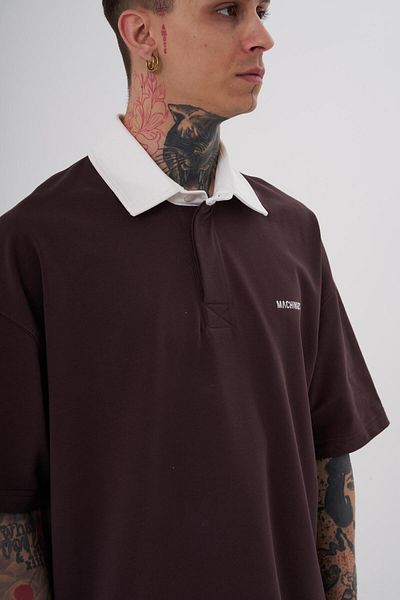 Machinist Ανδρικό μπλουζάκι Basic Oversize καφέ εκρού με λαιμόκοψη