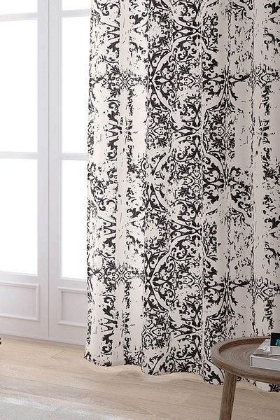 Cango Home Καφέ αντίκα vintage μοτίβο ψηφιακής τυπωμένης κουρτίνας Otyk293-pr
